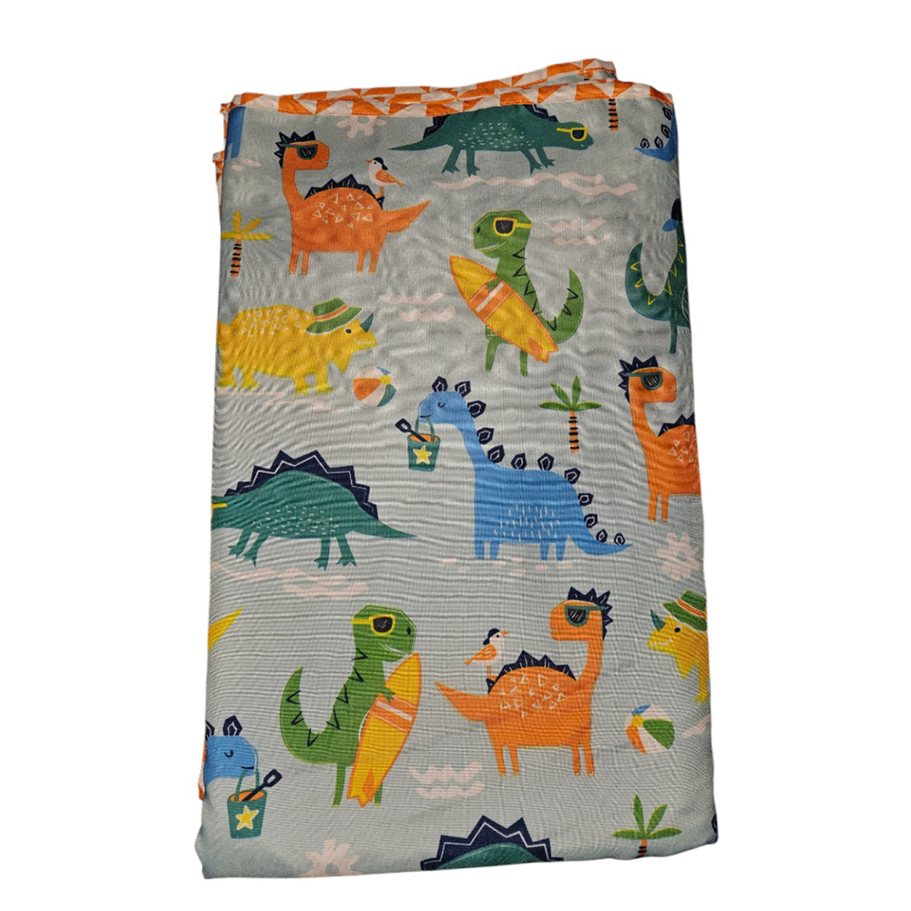 Tommy Bahama Reversible Duvet Dinosaurs Blanket 50 in x 60 Blue Green Multi
